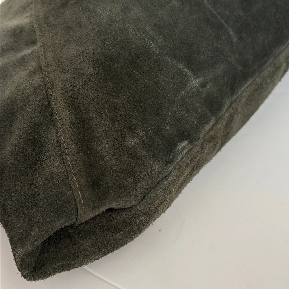 Made in Italy (no brand) olive green leather large tote shoulder bag boho style - Picture 8 of 16